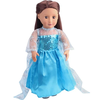 18 Colių Amerikos Lėlės Merginos Princesė Mėlyna Suknelė Mėlyna Gazas Suknelė Naujagimių Sijonas Žaislai Tinka Priedai 43 Cm Berniukas Lėlės Dovana c79