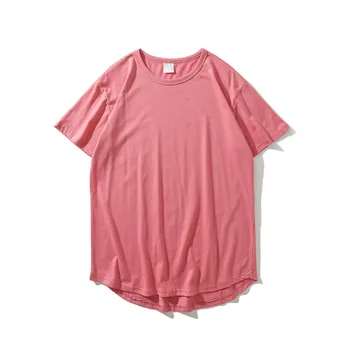 Vasaros Vyrų klasikinio stiliaus Kietas Prarasti trumpomis rankovėmis T Shirts, Lenktas hem Pratęsti Hip-hop Streetwear Medvilnės Atsitiktinis Tee 9 spalvos