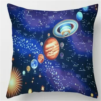 Galaktikoje Planetų Erdvės, Saulės Sistema, Žemė, Mėnulis Plutonas Juodoji Skylė Namų Dekoratyvinių pagalvėlių, Lino dangtis