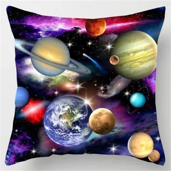 Galaktikoje Planetų Erdvės, Saulės Sistema, Žemė, Mėnulis Plutonas Juodoji Skylė Namų Dekoratyvinių pagalvėlių, Lino dangtis