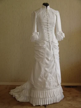 Viktorijos balta Šurmulio Kamuolys Suknelė Suknelė vestuvių suknelė Viktorijos kostiumas suknelė pilietinio karo suknelė pagal užsakymą