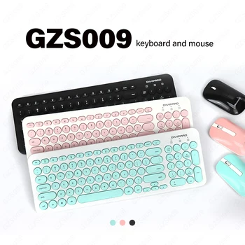 Wireless Keyboard Mouse Combo Set 2.4 Ghz Turas Keycap Slim 96 Klavišus anglų Layout USB Imtuvas, Multimedijos klavišus, Rožinė/Žalia/Juoda