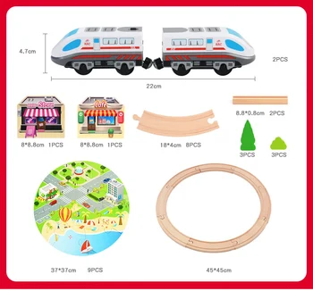 KARŠTO 29pcs/set Mediniai Magnetinio Traukinio Vėžės Geležinkelio Transporto priemonių Diecast Žaislai vaikams Elektroninių Traukinio Elektros Žaislas Vaikams, Žaislai