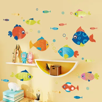 Animacinių filmų Spalvos Žuvis Siena Lipdukas Sienos Nuotraukas Kambarį Kūdikio Kambario Sienų Apdaila, Vonios kambarys, Tualetas Vandeniui Lipdukai