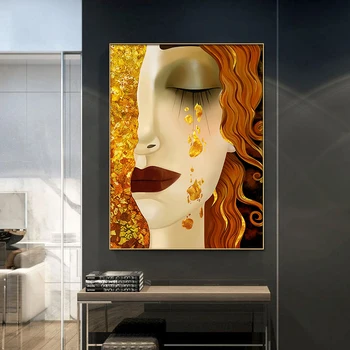Abstrakti Gustav Klimt Aukso Ašaros Ir Pabučiuoti, Aliejus, Tapyba, Plakatas ir Spausdinimo Cuadros Sienos Meno Kambarį Namų Dekoro (be Rėmelio)