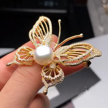 SINZRY kubinis cirkonis gėlavandenių perlų drugelis mados sagė pin lady scarve sagtis
