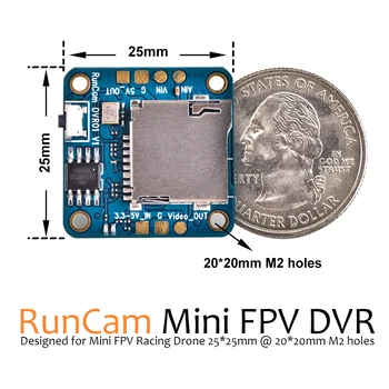 RunCam Mini FPV DVR Lossless vaizdo išvestis DC 3.3-5.5 V 20*20mm Montavimo Skylę VTX Mini FPV Lenktynių Drone Quadcopter