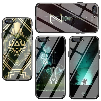 The Legend Of Zelda Grūdintas Stiklas TPU Juodo Dangtelio Case for iPhone 5 5S SE 2020 6 6s 7 8 plus X XR XS 11 pro Max