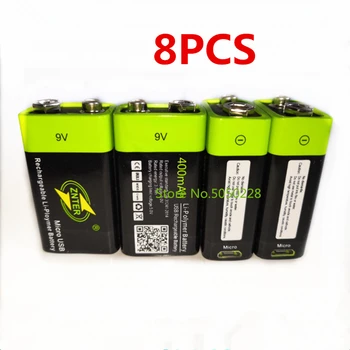 8pcs/daug ZNTER 600mAh 9V įkraunama ličio baterija 6F22 USB ličio polimerų įkraunamą bateriją RC kameros