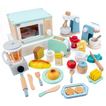 Mediniai Virtuvės Apsimesti Žaisti Žaislas Modeliavimas Medinis Kavos Aparatas, Skrudintuvas Maisto Maišytuvas Kūdikių Interaktyvus Ankstyvo Mokymosi Žaislai