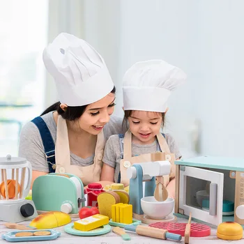 Mediniai Virtuvės Apsimesti Žaisti Žaislas Modeliavimas Medinis Kavos Aparatas, Skrudintuvas Maisto Maišytuvas Kūdikių Interaktyvus Ankstyvo Mokymosi Žaislai