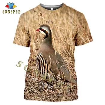 Gyvūnų Medžioklės Kurapka Paukščių 3D Spausdinimo Harajuku T-Shirt Vasaros Mados Atsitiktinis Vyrų marškinėlius Chukar trumpomis rankovėmis Unisex Streetwear