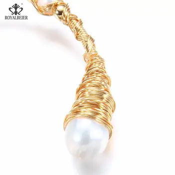 RoyalBeier Originali Baroko Perlas Apyrankės Moterų Rankogalių Apyrankę Natūralių Gėlavandenių Perlų Vario Šilko Vertus Wrap Apyrankę Boutique