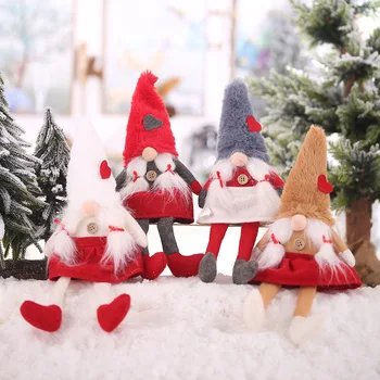 1Pcs Balta barzda Santa Claus Širdies Pliušinis Lėlės Kalėdų Ornamentu Kalėdų Dekoro Naujųjų Metų Dovana Metu Namuose Šalis Dekoro 62674