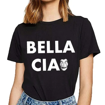 LA CASA DE PAPEL Medvilnės Marškinėliai Moterims Juokingi Pinigai Heist Tee Marškinėliai Moterims Viršuje Namas Popieriaus Black T-shirt Negabaritinių Marškinėlius Moteris