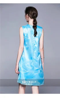 2019 Tako, Vasaros, Mėlyna Mini Suknelė Moterų vaismedžių Spausdinti Rankovių Elegantiškas Atostogų Mini suknelė Vestidos Skraiste Femme