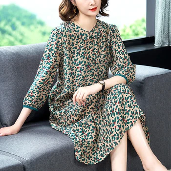 Vasaros šilko šilko suknelė jaunų moterų temperamentas elegantiška vidutinio amžiaus motina hangzhou nauja suknelė