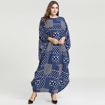 Siskakia Atsitiktinis Arabijos Musulmonų Abaja Suknelė Negabaritinių Mėlyna Mados Geometrinis Dot Spausdinti Gpgb Ilgomis Rankovėmis Kambariniai Chalatai 2020 M. Moteris