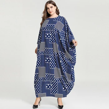Siskakia Atsitiktinis Arabijos Musulmonų Abaja Suknelė Negabaritinių Mėlyna Mados Geometrinis Dot Spausdinti Gpgb Ilgomis Rankovėmis Kambariniai Chalatai 2020 M. Moteris