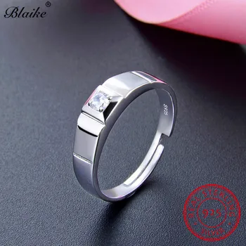 Blaike 925 Sterlingas Sidabro Žiedai Vyrams, Moterims, Minimalistinio Vestuvinis Žiedas Su Deimantu, Akmens Vyrų Atidaryti Žiedą Sužadėtuvių Fine Jewelry