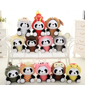 Karšto Pardavimo 20CM Panda Pliušinis Žaislas 12 Zodiako Ženklas Panda Pliušiniai Žaislai 12pcs/set Pada Minkštas Įdaryti Žaislas Gimtadienio Dovana