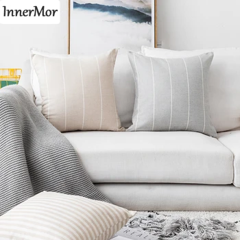 Innermor Dryžuotas Pagalvėlė Padengti Paprastas Stilius Pagalvės užvalkalą Namų dekoratyvinis Dirbtiniais Skalbiniai sofa-lova automobilio sėdynės 45x45 50x50 gatavi