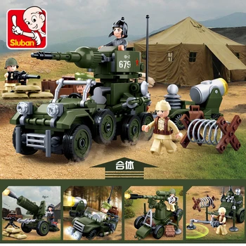 Sluban Suderinama Karinis Tankas antrojo Pasaulinio Karo vokiečių Armijos Karių Statybiniai Blokai, Plytos Sraigtasparnio Modelis Žaislai