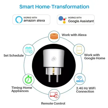 WiFi Lizdas 16A Smart Plug ES Plug Tuya SmartLife APP Nuotolinio Valdymo Laikas Protingas Lizdas Veikia Su Alexa, Google 