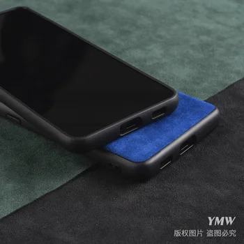 YMW ALCANTARA Atveju, Samsung Galaxy S21 Ultra S10 S20 S8 S9 Plus Note20 5G Prabangių Verslo Dirbtinės Odos Telefonas Atvejų