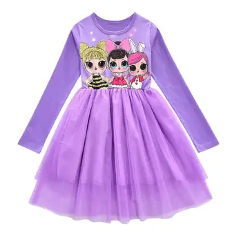 Vaikai Mergina Lol Staigmena Suknelė Vaikai Rudenį, Pavasarį ilgomis Rankovėmis Lėlės Drabužius Bamblys Baby Vaikų Animacinių filmų Princesė Dress Komplektai