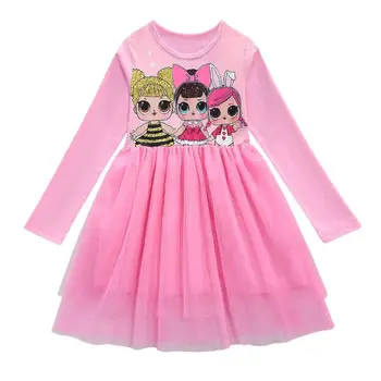 Vaikai Mergina Lol Staigmena Suknelė Vaikai Rudenį, Pavasarį ilgomis Rankovėmis Lėlės Drabužius Bamblys Baby Vaikų Animacinių filmų Princesė Dress Komplektai