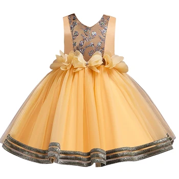 Vaikų suknelė, sijonas be rankovių mergaičių kostiumai V-kaklo išsiuvinėtu princesė dress birthday party dress