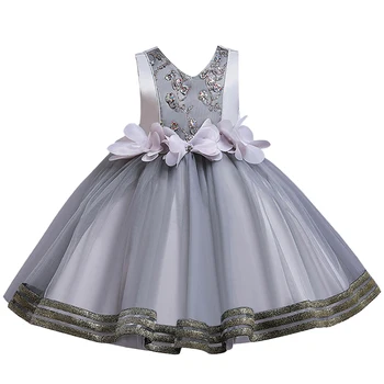 Vaikų suknelė, sijonas be rankovių mergaičių kostiumai V-kaklo išsiuvinėtu princesė dress birthday party dress
