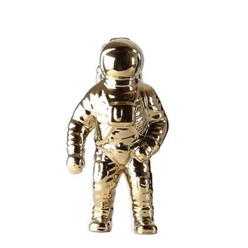 Aukso Vietos Žmogaus Skulptūra Astronautas Mados Vaza Kūrybos Šiuolaikinės Keramikos Kosmonautas Modelis Ornamentu Dekoravimui Sodo Statula Namuose