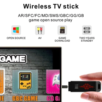 32BIT USB Wireless Handheld TV Stick Vaizdo Žaidimų Konsolės Statyti 5000 Klasikinis Žaidimas Mini Retro Valdytojas HDMI Dual Player