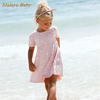 [Malayu Kūdikių] Mergaičių Suknelės 2021 M. Vasarą Naujų Saldus Vaiko Medvilnės Širdies Spausdinti Princesė Kostiumas 1-5 Metų Vaikams Laisvalaikio Drabužiai