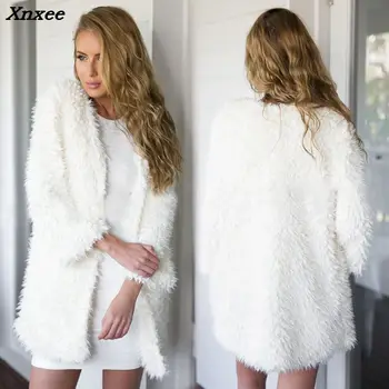 2020 baltas meškiukas naujas Žiemą, Rudenį, moteriški Drabužiai, Purus Shaggy Dirbtiniais Kailiais Cardigan Sekminių Spalvos Plonas Ilgas Šiltas Outwears Megztiniai