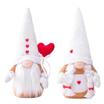 Linksmos Valentino Dienos Raudona Meilės Širdis Beveidis Gnome Rankų darbo švedų Tomte Pliušinis Lėlės Šventė, Valentino Diena, Kalėdos Dekoras