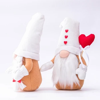 Linksmos Valentino Dienos Raudona Meilės Širdis Beveidis Gnome Rankų darbo švedų Tomte Pliušinis Lėlės Šventė, Valentino Diena, Kalėdos Dekoras