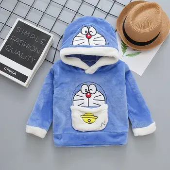 Rudenį, Žiemą Plius Aksomo Vaikų Pijamas Rinkiniai Animacinių filmų Doraemon Bamblys Vaikai naktiniai drabužiai Berniukams, Šiltas, Kūdikių Berniukų Sleepwear Kostiumas