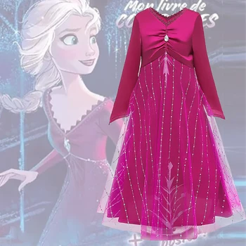 Merginos Kalėdų Kostiumas Elsa 2 Dress up Vaikų Šalis Rose Vakarą Princesė Dress Cosplay Anna Elsa Išgalvotas Suknelė Sniego Karalienė Drabužiai