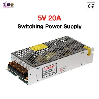 DC5V 20A impulsinis Maitinimo šaltinis 100W Vieneto galia 110/240V AC LED Juostelės Pikselių VAIZDO PSU, Apšvietimo Transformatoriai ws2812b juostelės