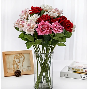 Aukštos kokybės dirbtinių rožių žiedai, rožių šilko gėlės namo apdaila, dirbtinės gėlės, vestuvių 5vnt/set Nemokamas Pristatymas