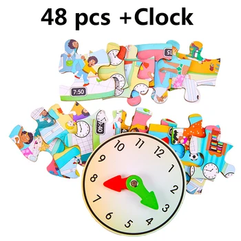 Laikrodžio Pažinimo Dėlionės Vaikams Laikas Sezono Mokymosi Montessori Dėlionės Mediniai Švietimo Žaislai Vaikams Ikimokyklinio Naujas