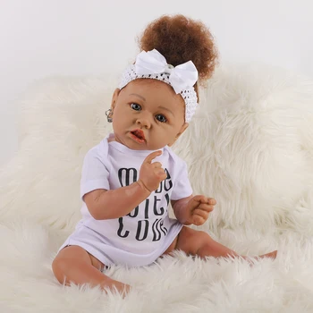 Naujas Tikroviška Reborn Baby Lėlės Su Minkštos Medvilnės Kūno Afrikos Amerikos Realus Mergina Lėlės 23 Colių Dovana