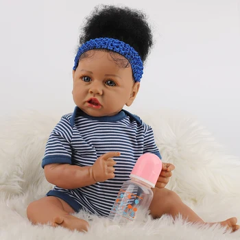 Naujas Tikroviška Reborn Baby Lėlės Su Minkštos Medvilnės Kūno Afrikos Amerikos Realus Mergina Lėlės 23 Colių Dovana
