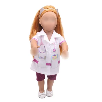18 colių Mergaičių lėlės drabužiai Balti slaugytoja nešioja gydytojo veiklos suknelė Amerikos naujagimių suknelė žaislai tinkami 43 cm kūdikių lėlės c266