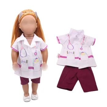 18 colių Mergaičių lėlės drabužiai Balti slaugytoja nešioja gydytojo veiklos suknelė Amerikos naujagimių suknelė žaislai tinkami 43 cm kūdikių lėlės c266