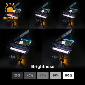 LIGHTAILING LED Šviesos Rinkinys Idėjų Fortepijono Blokai Apšvietimo Komplektas Suderinama Su 21323 Nuotolinio Valdymo RGB Poveikis