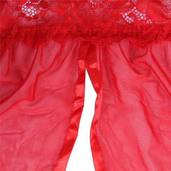 Seksuali Miego Apatiniai Nėriniais, Skaidrus apatinis Trikotažas Mini Suknelė Sleepwear 3XL 5XL Juoda Mėlyna Raudona Kelnaitės Seksualus Moterų RW80641